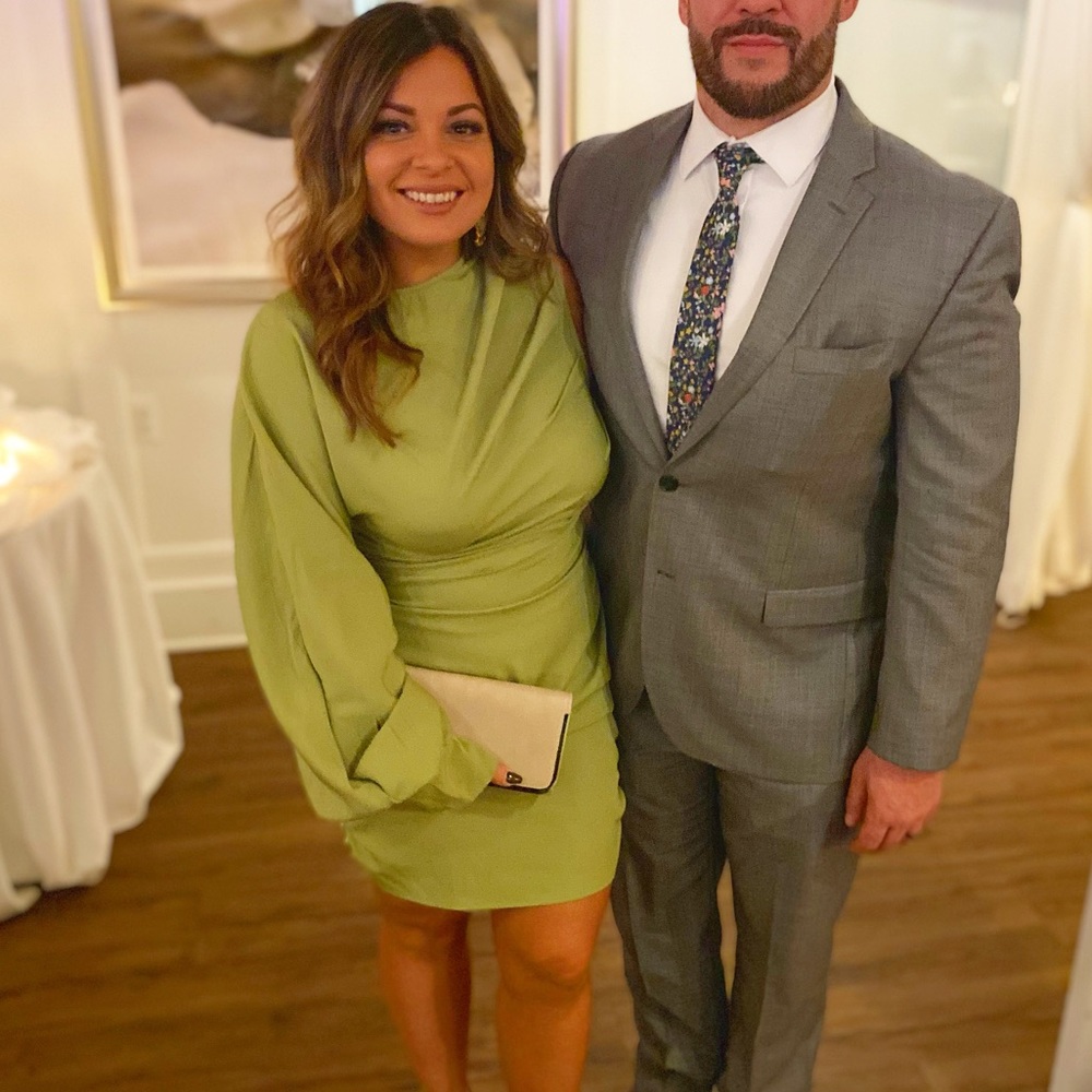 Green one sleeve dress